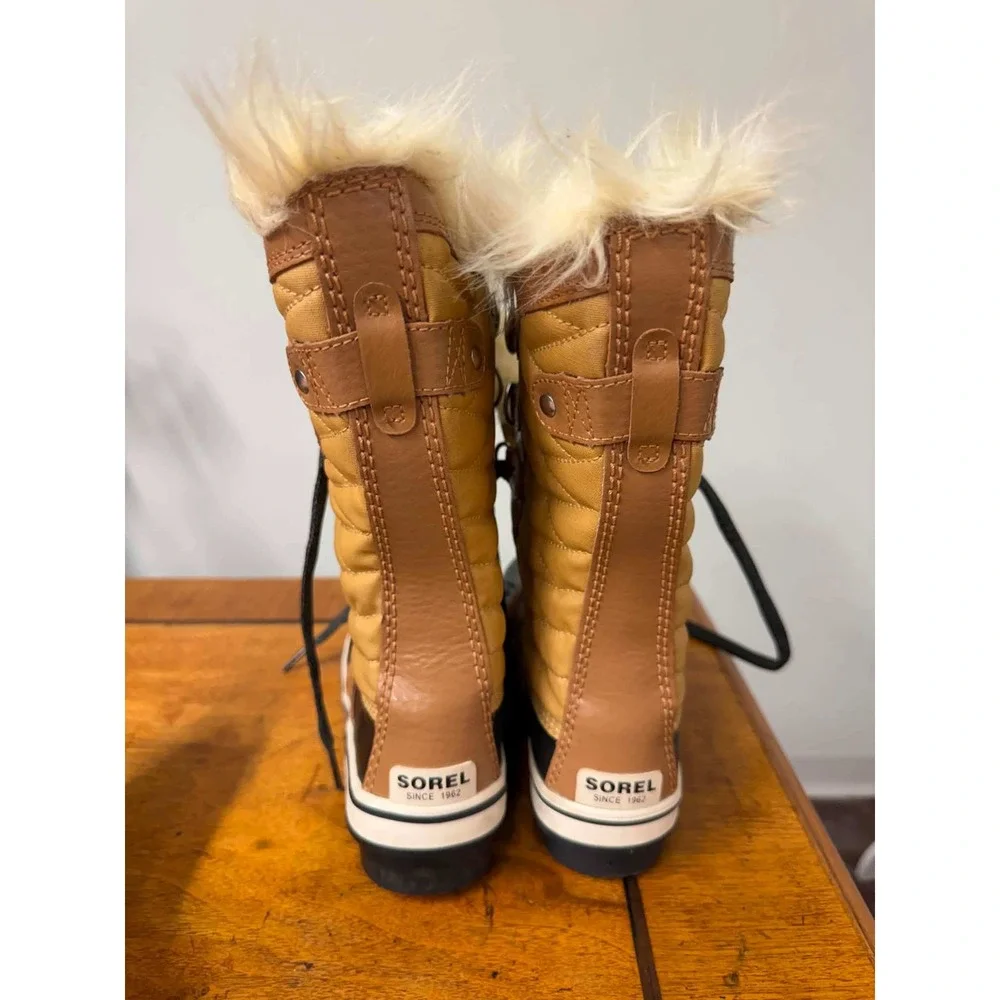 Sorel Kids Tofino II Waterproof Winter Boots Tan Black Faux Fur Size 3 238064